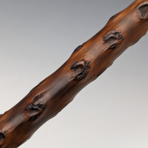 1900 British Antique Men's Cane, Curved Handle, Sterling Silver Decoration, Brown Shaft, 90cm